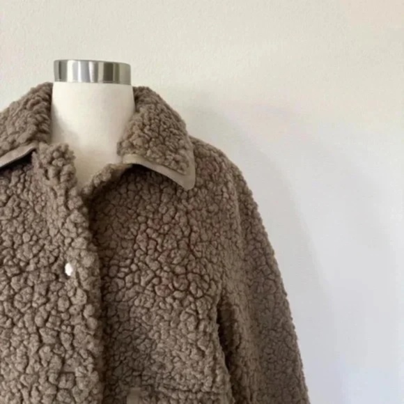 Soft Surroundings Margarete Sherpa Jacket Taupe Small S - Picture 3 of 7